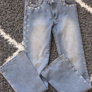 Platinum Plush Blue Women's Jeans with Embellishments Size 7